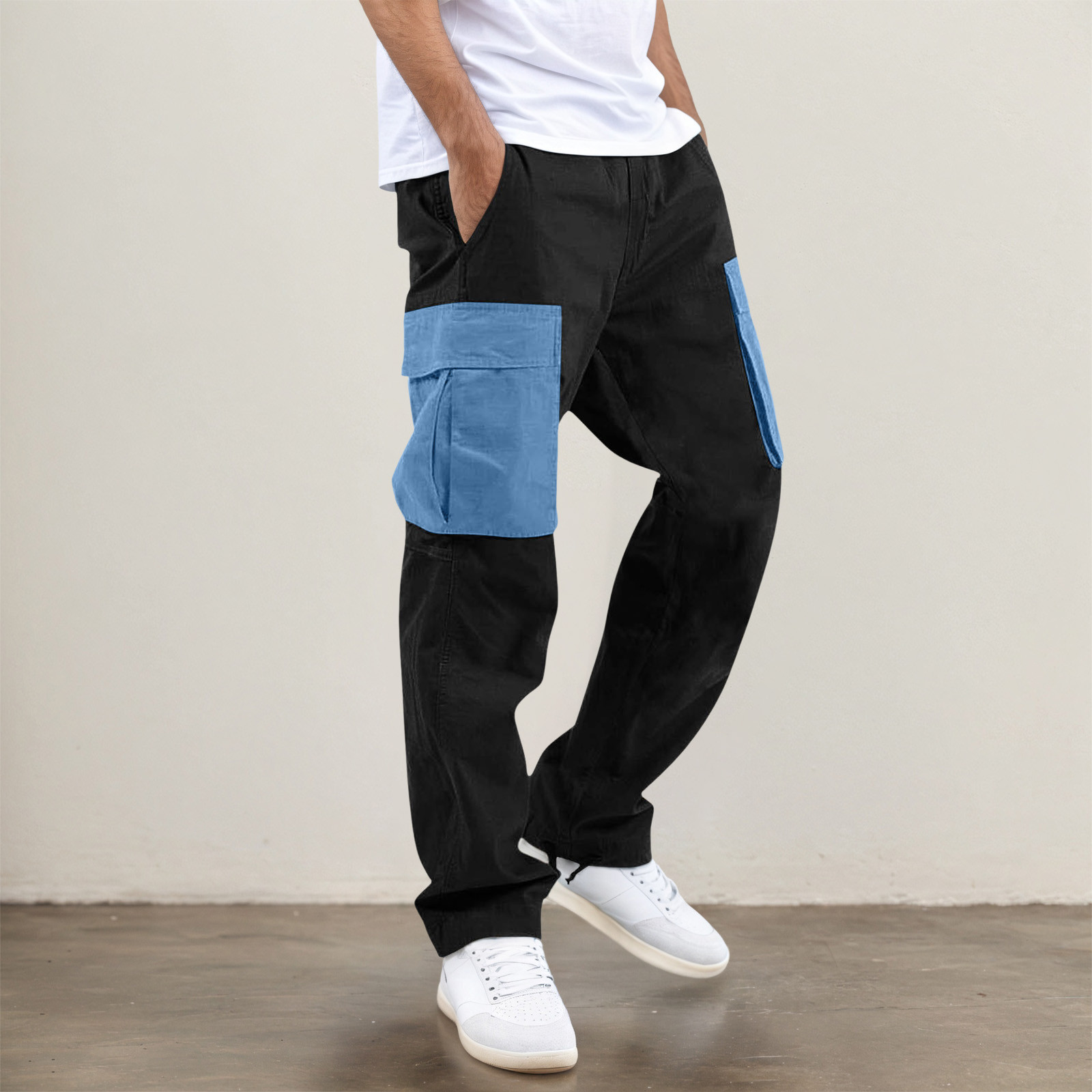 thumbnail image 2 of Pantalones cargo para hombre - Corte recto - Dobladillo ajustable - Cintura elástica - Ropa de trabajo - Poliéster, 2 of 7
